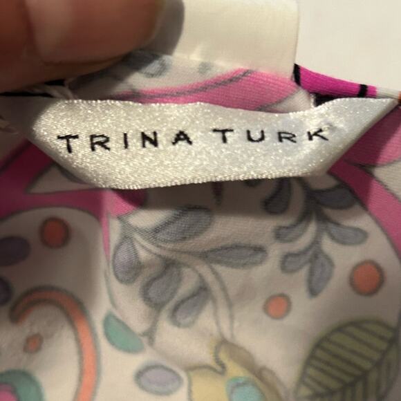 NWOT trina Turk caftan tunic beach swimsuit coverup lace up paisley pattern s XS - Picture 10 of 13